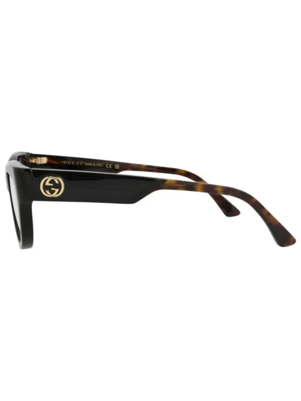 New Gucci Women's Eyeglasses Cat Eye Recycled Acetate Frame Black Havana